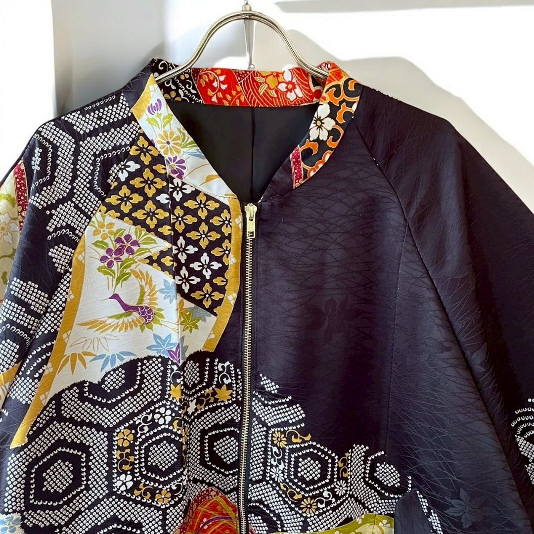 [Kuroyanagi collection] MA1 Jacket - Black Flower