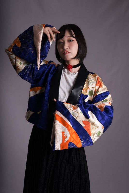 [Sample collection] Kimono jacket and long skirt Blue