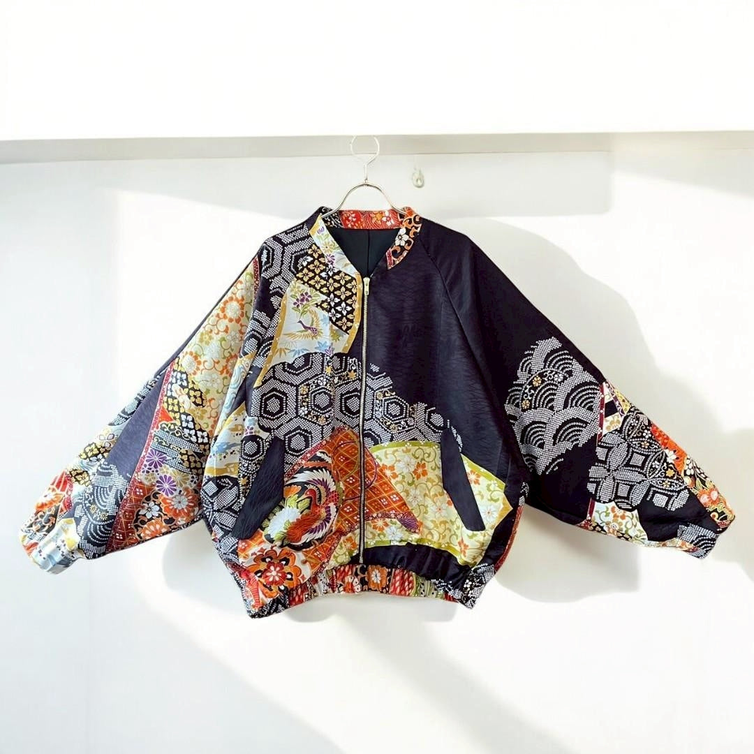[Kuroyanagi collection] MA1 Jacket - Black Flower