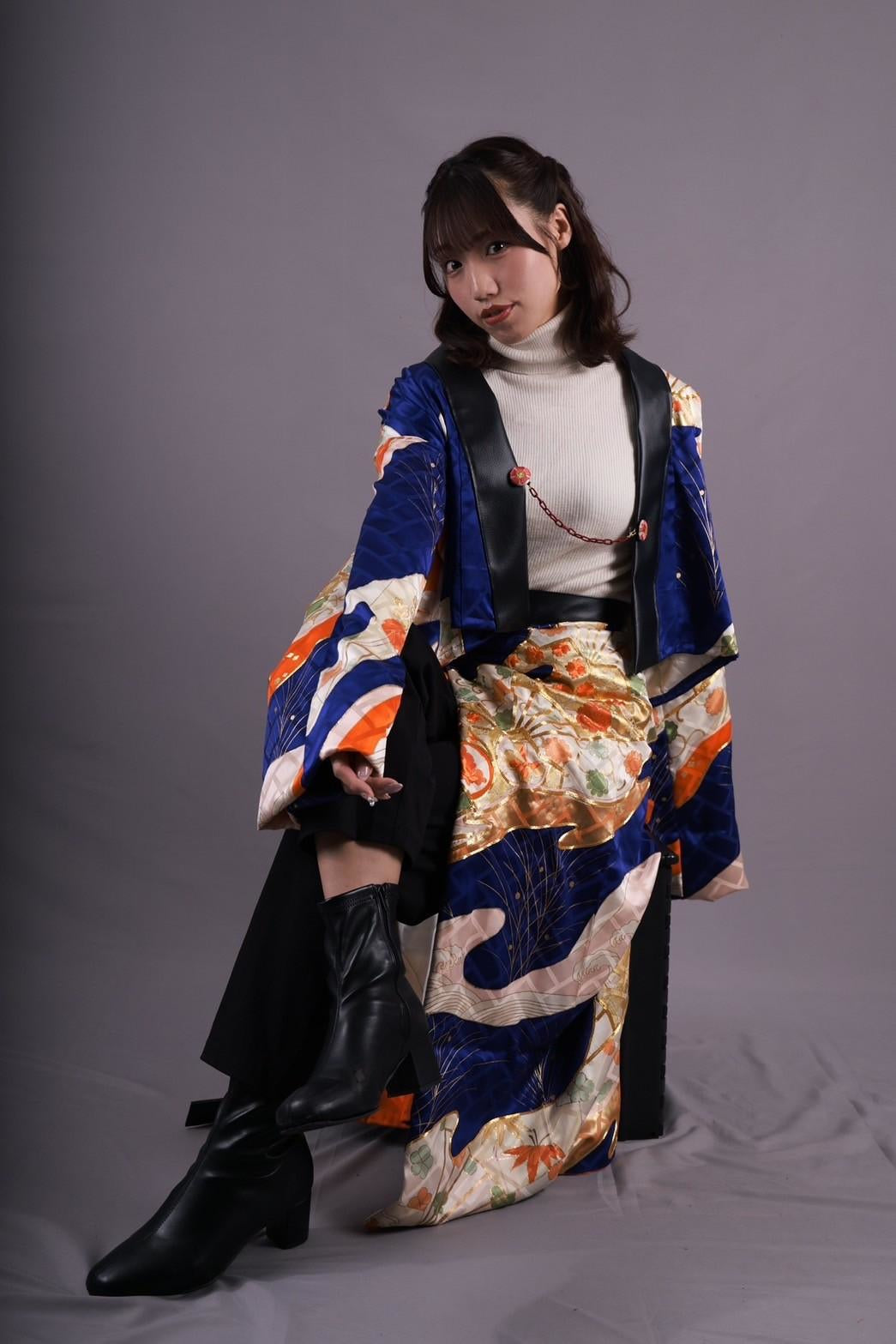 [Sample collection] Kimono jacket and long skirt Blue