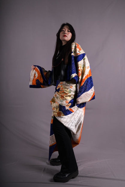 [Sample collection] Kimono jacket and long skirt Blue