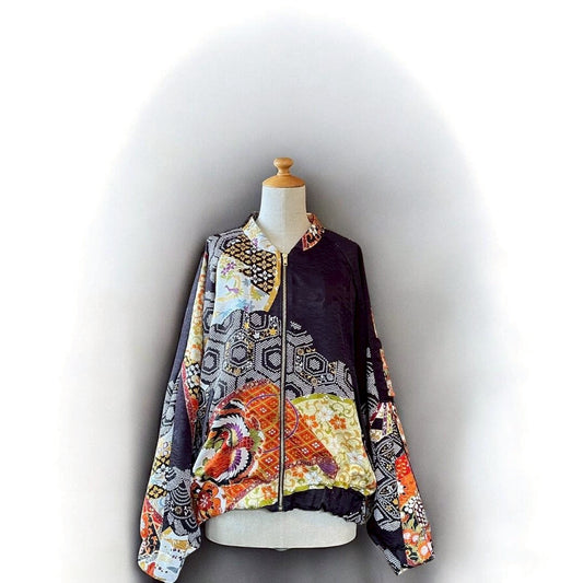 [Kuroyanagi collection] MA1 Jacket - Black Flower